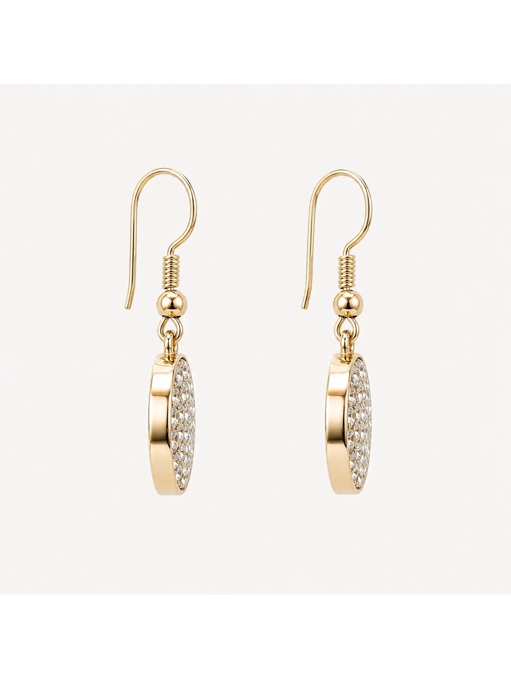 18k Yellow Gold-Plated Crushed CZ Mosaic Round Drop Earrings - Picture 3 of 6